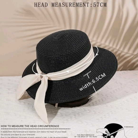 White Summer Sun Straw Hat - Picture 7 of 7